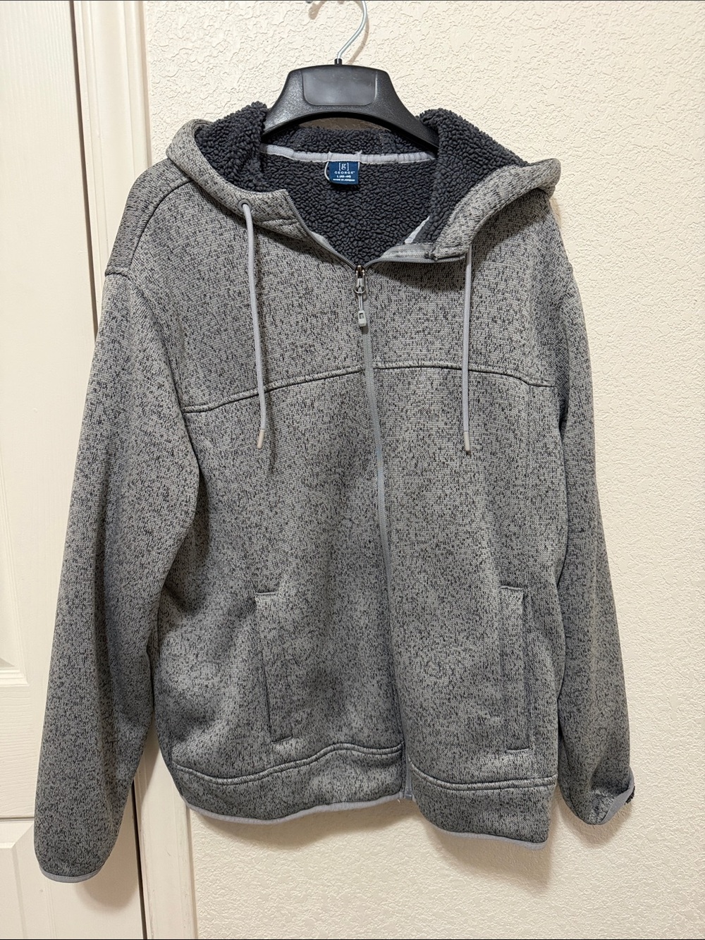 George Men’s Gray Full-Zip Sherpa Hoodie Jacket